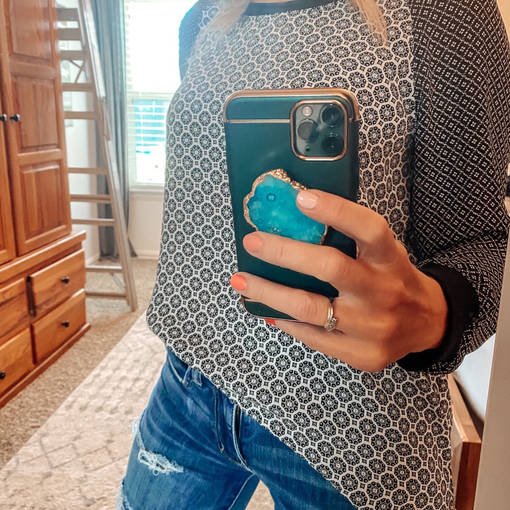 Loft black and white long sleeved shirt